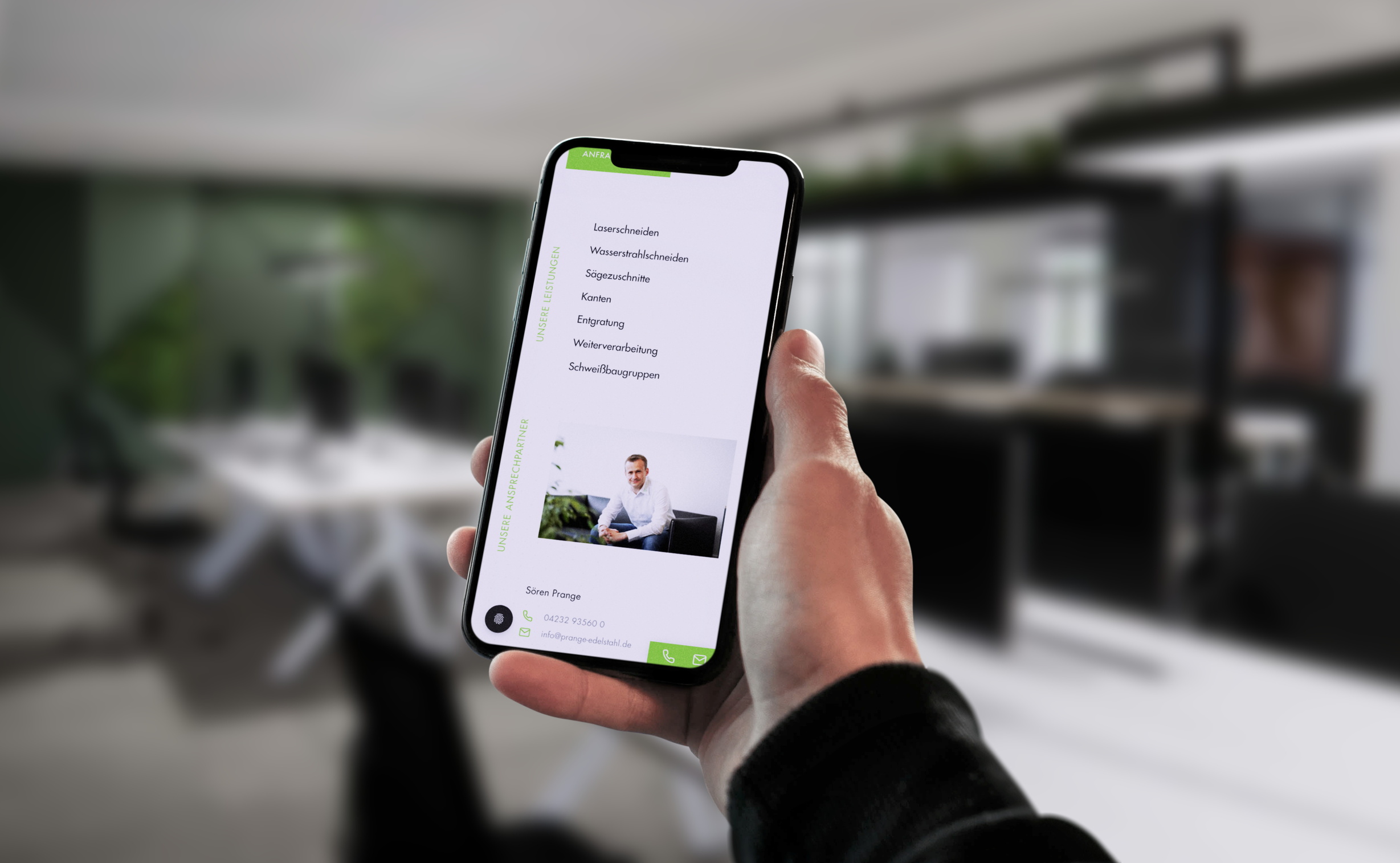 Smartphone-Mockup dieser Website
