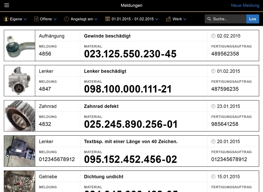 ZF Mobile Meldungen App - Screenshot 1