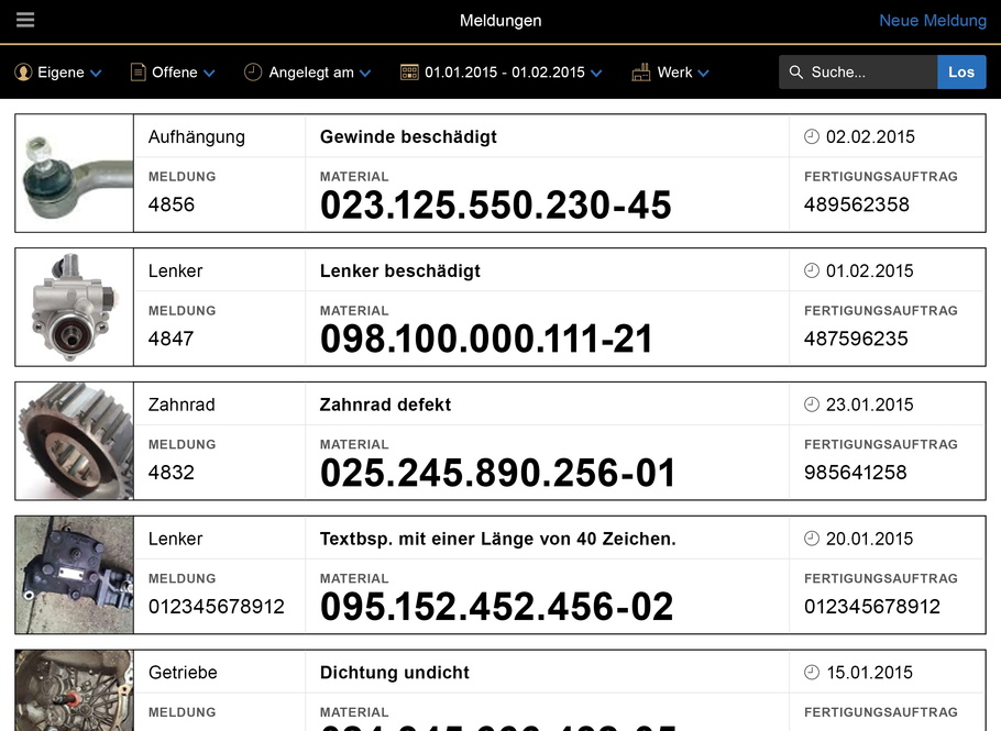 ZF Mobile Meldungen App - Screenshot 1